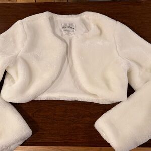 Rare Editions Cream Faux Fur Kids Blazer